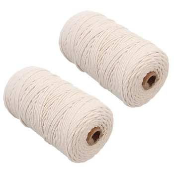 

2 Rolls of White Lace Cotton Thread Wall-Mounted Dream Catcher Craft Lace Thread DIY Home Decor Items 3mm x 200M