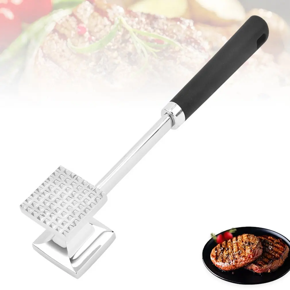 Meat Beat Checkered Tender Hammer Double Sided Mallet Hammer Stainless Steel Knock Home Kitchen Mallet Tool