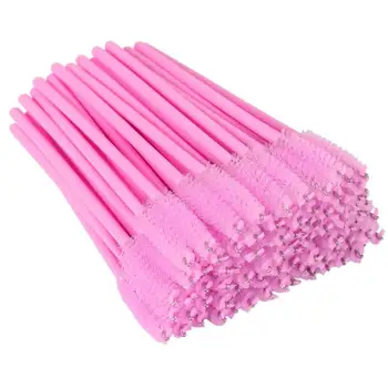 

Wholesale Nylon Hair Disposable Eye Lash Makeup Brush Mascara Wands Pink