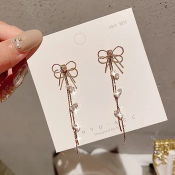 

2019 New Arrival Crystal Trendy Bowknot Women Dangle Earrings Korean Accessories Girl Heart Butterfly Earrings Female Jewelrry