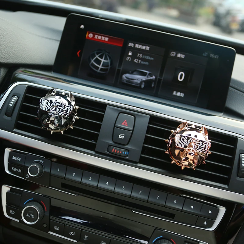 VANOLU Bulldog Creativo Deodorante per Auto Profumo Decorazione Auto Auto Geur Clip Bulldog Profumo Profumo Profumo Voiture Diffusore Auto Nero Brillante