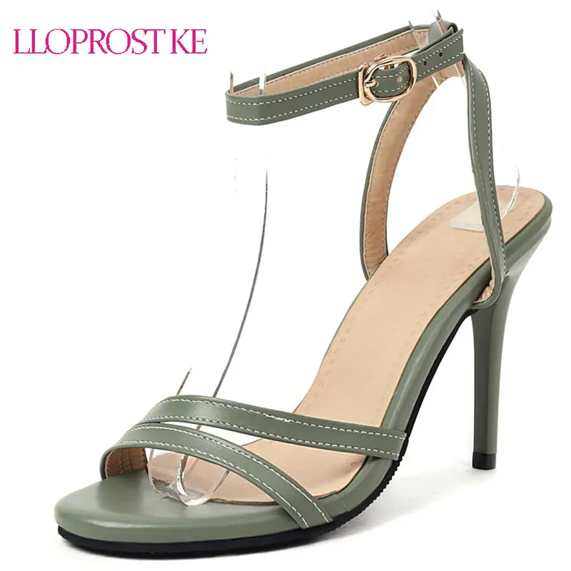 

Lloprost ke Women Buckle Sandals White Red Stiletto High Heel Shoes Fashion 2021 Summer New Thin Heels Peep Toe Shoes Woman