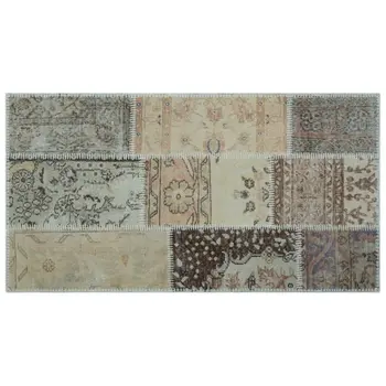 

Handmade Beige Vintage Overdyed Patchwork Area Rug 080x150 Cm-2'7''X4'11''