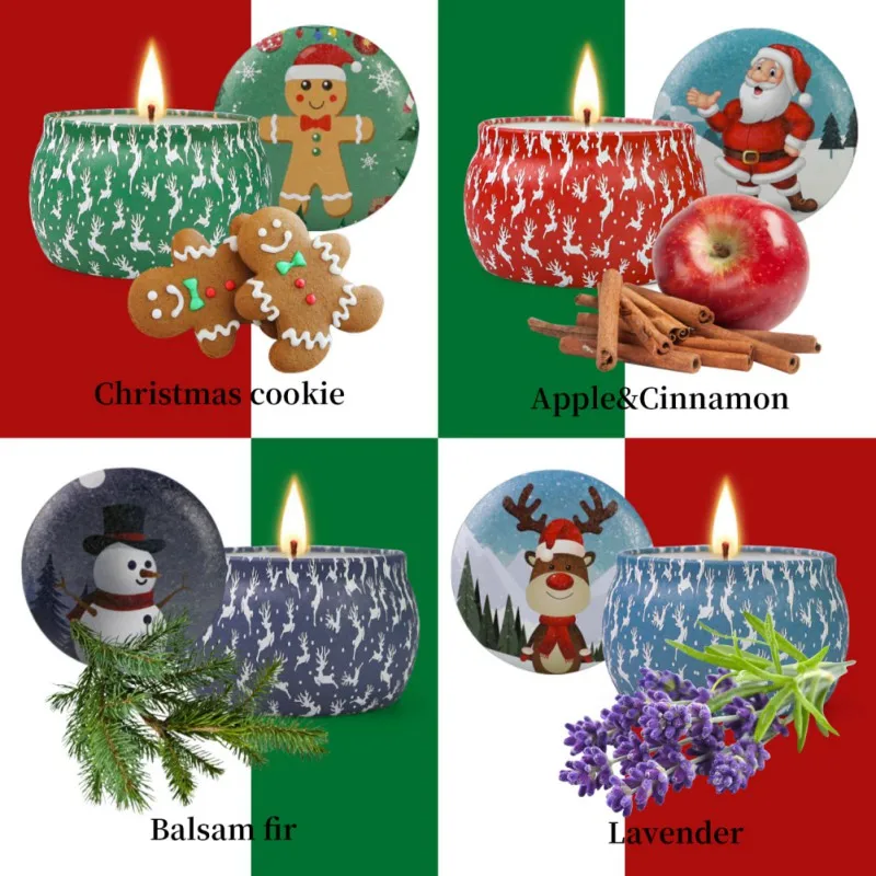 Модные нетоксичные креативные рождественские соевые восковые растительные эфирные масла бездымные ароматные ароматические свечи