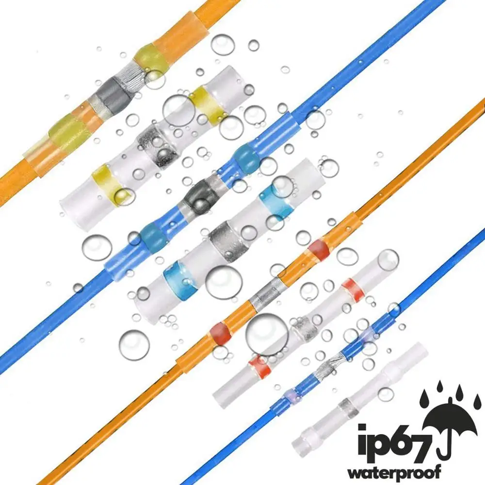300/200/100Pcs Mixed Heat Shrink Connect Terminals Waterproof Solder Sleeve Tube Electrical Wire Insulated Butt Connectors Kit