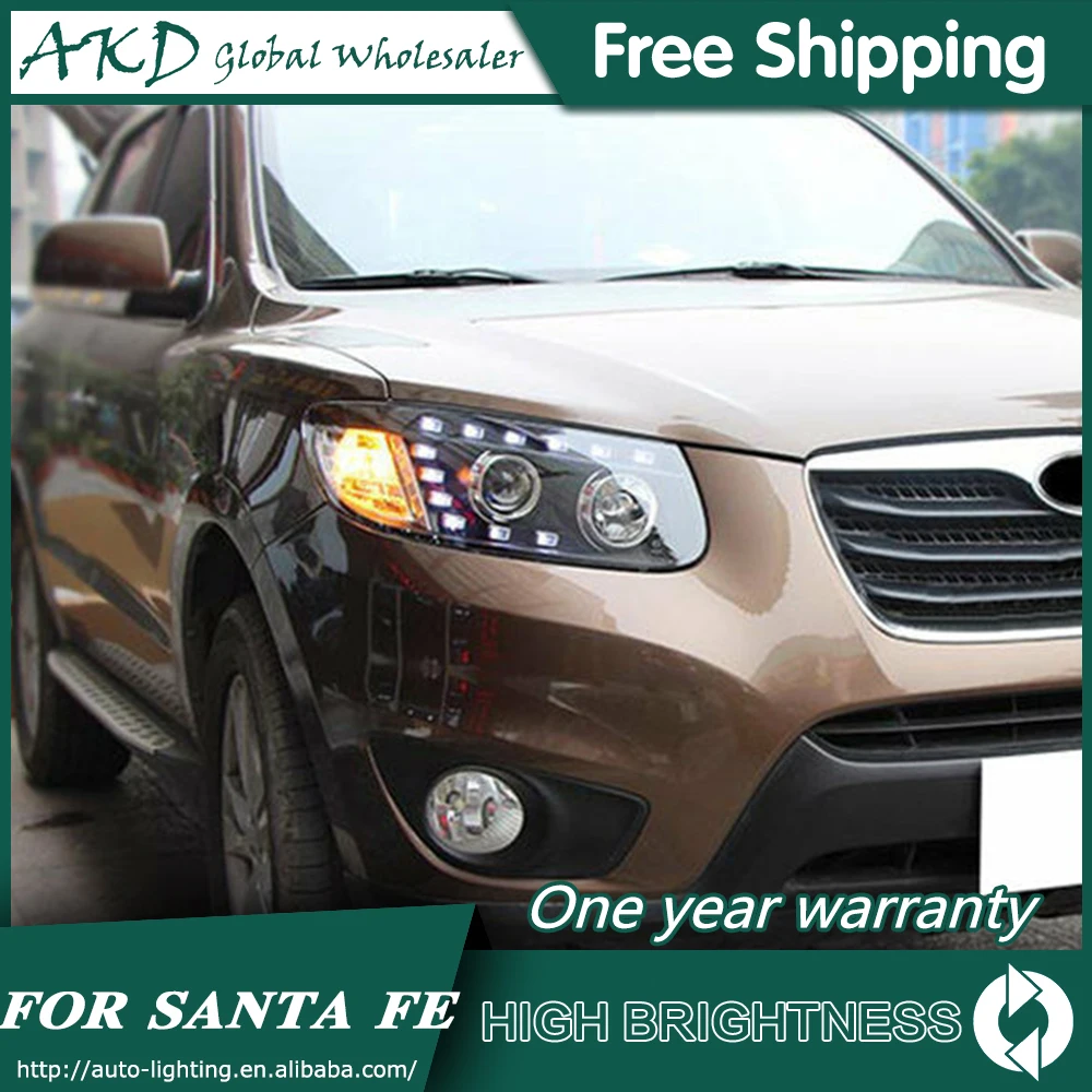AKD автомобильный Стайлинг для Hyundai Santa Fe фары 2006 2012 светодиодный фонарь Santafe ДХО