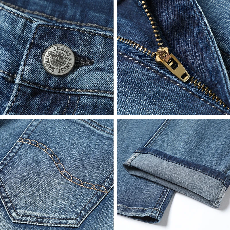 Classic Style Men's Slim Jeans New Business Fashion Stretch Denim Skinny Jean Trousers Male Brand Pants Blue and Blue grey