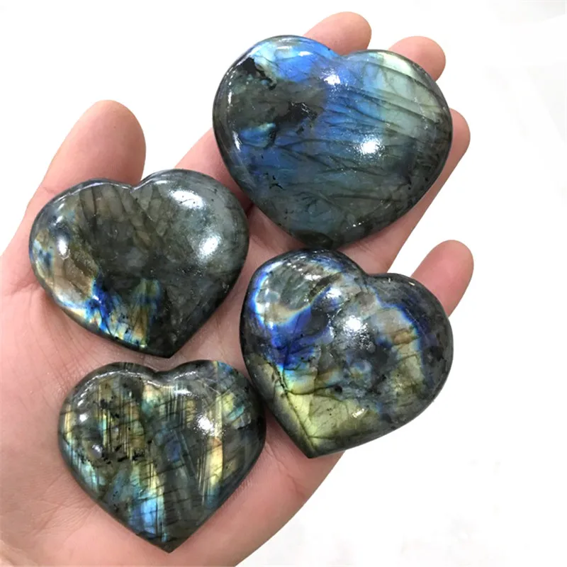 

1pc 4cm Natural Colorful Labradorite heart Crystal Carving Crafts Quartz Crystal Heart for Reiki healing