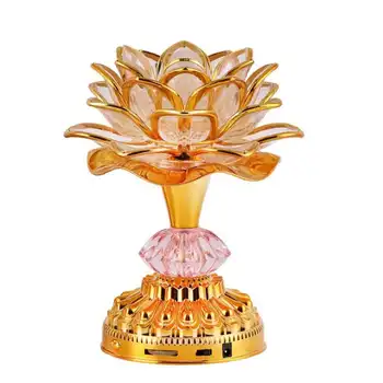 

New 7Color for Lotus Flower Lamp Buddhist Prayer Lamps 52 Buddhist Songs Buddha Music Machine LED Color Changing Buddha Temple L
