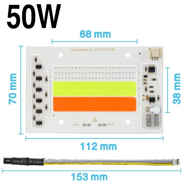 Высокомощный светодиодный COB Чип 30 Вт 50 Вт 220 В AC RGB светодиодный светильник без необходимости драйвер Регулируемая лампа для праздника светильник s украшение дома - Испускаемый цвет: 50W