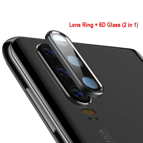 Для huawei P30 Pro защита для экрана камеры+ задняя защита объектива Кольцо чехол для huawei P20 Pro задняя 2 в 1 6D закаленное стекло - Цвет: Black 2in1 6D Glass