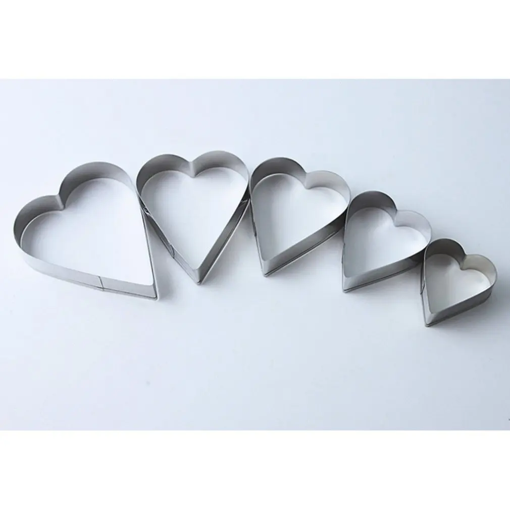 Baking Tools Stainless Steel Biscuit Mould DIY Heart Shaped 5 Piece Set Biscuits Cut Cake Mould Cake Tools