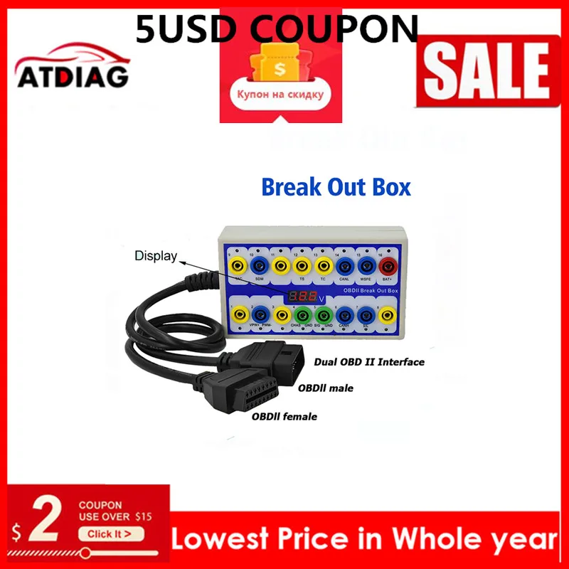 Авто автомобиль OBD OBD2 разбивается коробка Breakout Box OBDII протокол детектор Pin Out