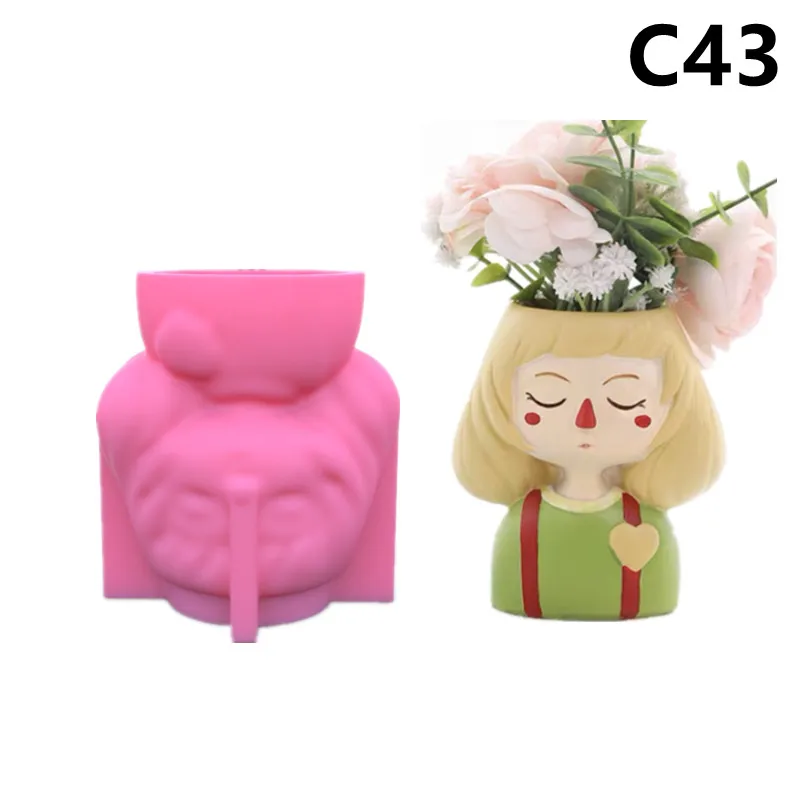 

3D Silicone Molds Pouting Girl Silica Gel Mould Succulent Plant Pot Home Decor DIY Cactus Plaster Clay Resin Craft C43
