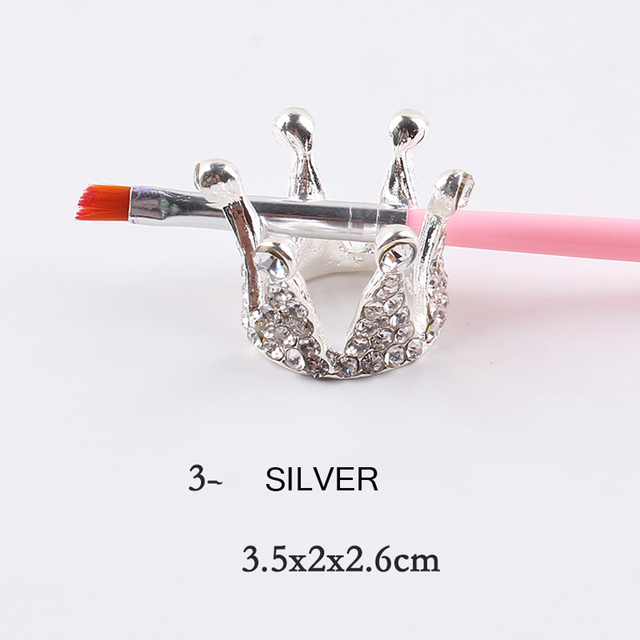 Retro Manicure Brush Pen Holder Nail Art Brush Painting Pen Diamonds Crown Shape Pen Brush Holder Nail Art Accessories Tools