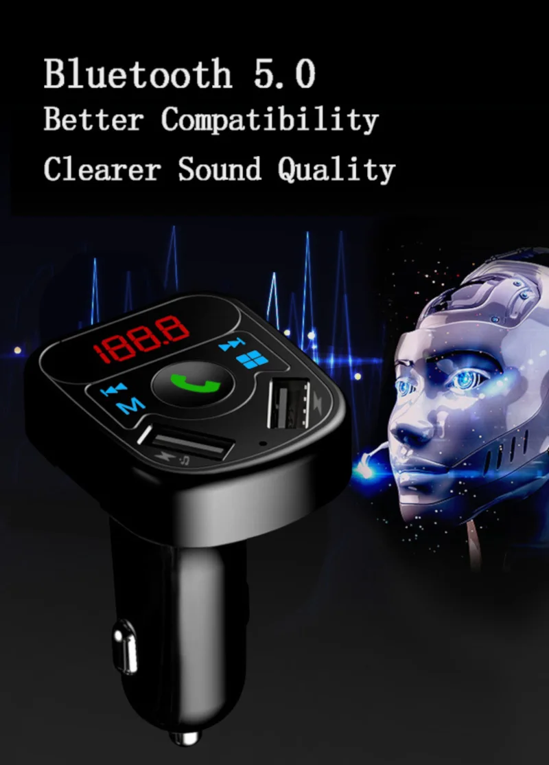 Автомобильный Bluetooth сигарный штекер fm-передатчик MP3 плеер Радио адаптер Комплект USB зарядное устройство