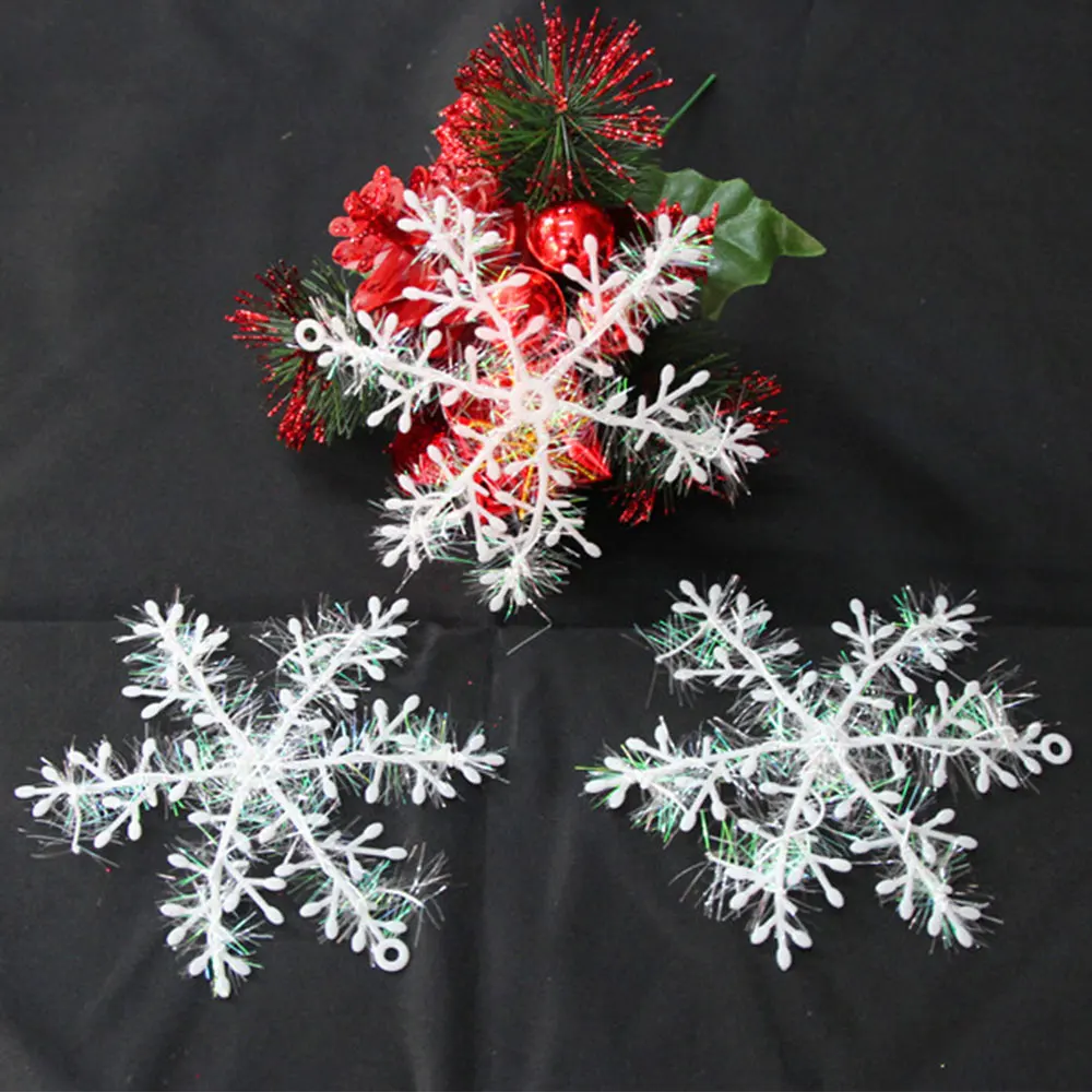 Christmas Party 3Pcs/Pack*Glitter Decor Tree Hanging Snowflake Decorations Christmas Snowflakes Plastic Decoration Xmas Gift