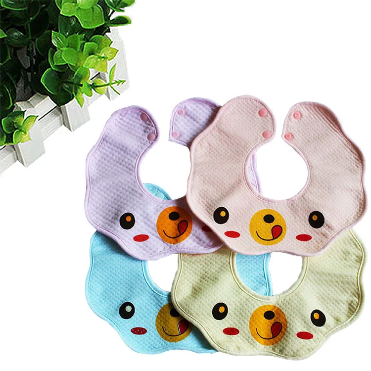 

New Style Pure Cotton 360-Degree Rotating Octagonal Bib Cartoon Cool Three Layer Waterproof Bibs
