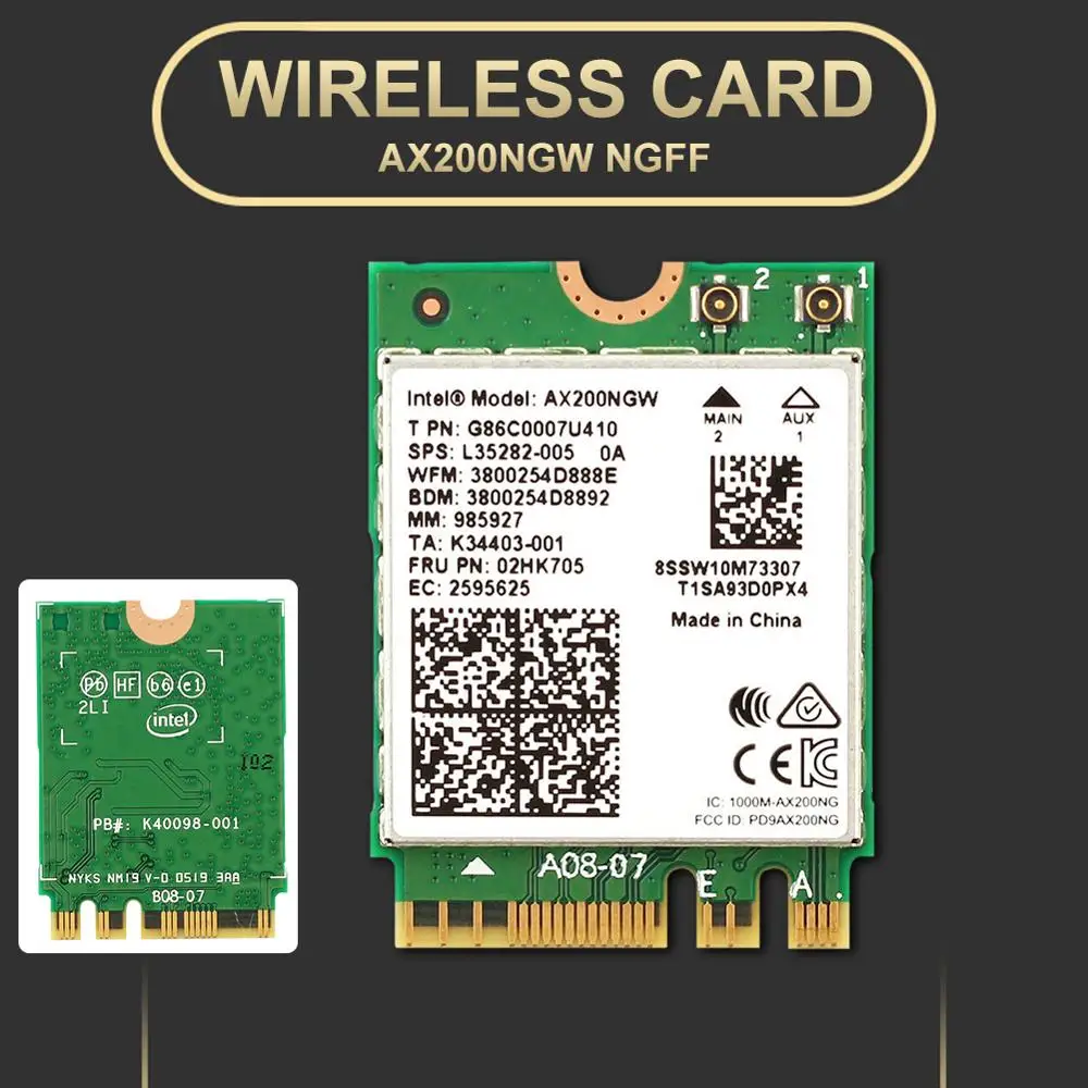 Беспроводной 9560/9260/AX200 AC NGFF ключ сетевой Wifi карты 1,73 Гбит/с 802.11ac Bluetooth 5,0 M.2 WiFi/Bluetooth адаптер для Windows 10 - Цвет: AX200