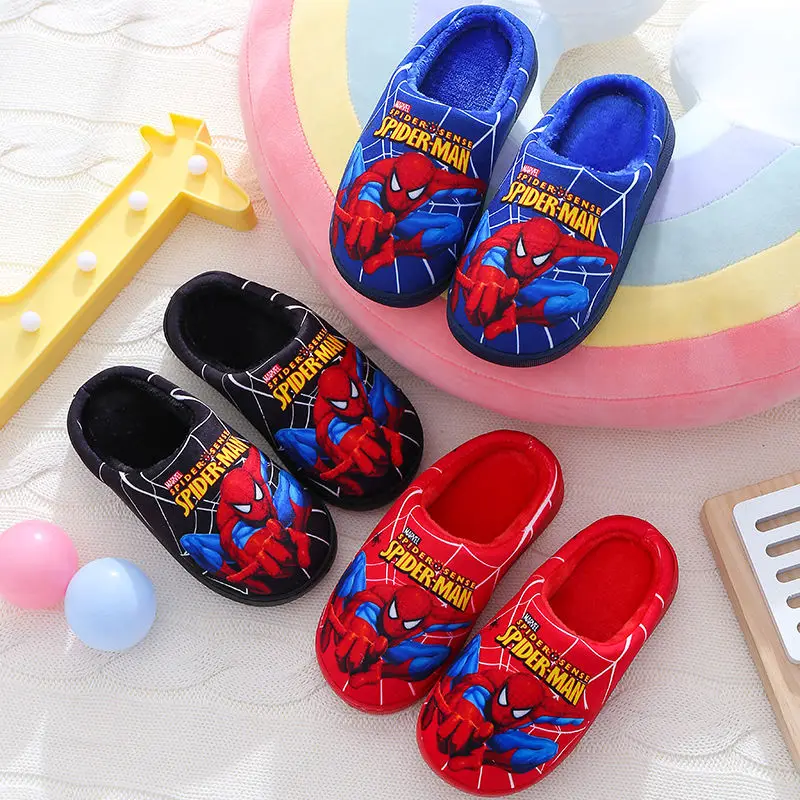 

Children Cotton Slippers Cartoon Marvel Spiderman Autumn Winter Warm Princess Baby Boys Girl Men Women Indoor Bedroom Home Shoes