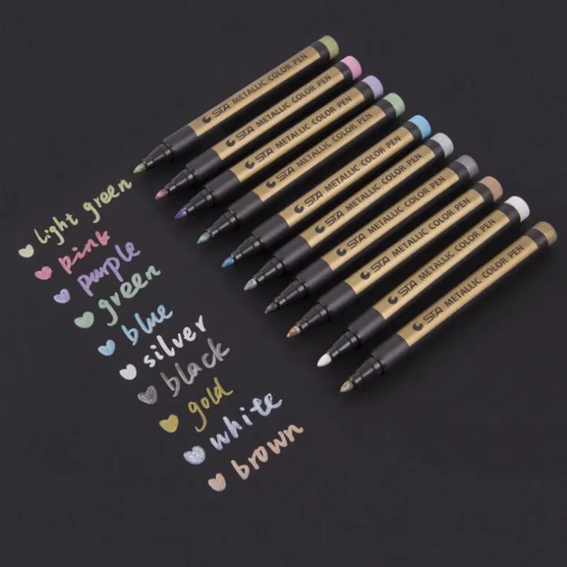 

10 Color Metal Pastel Marker Pen Ceramic Glass Plastic Wood Paper Artist Art Sketch Painting Metal Water Color Markers Pens