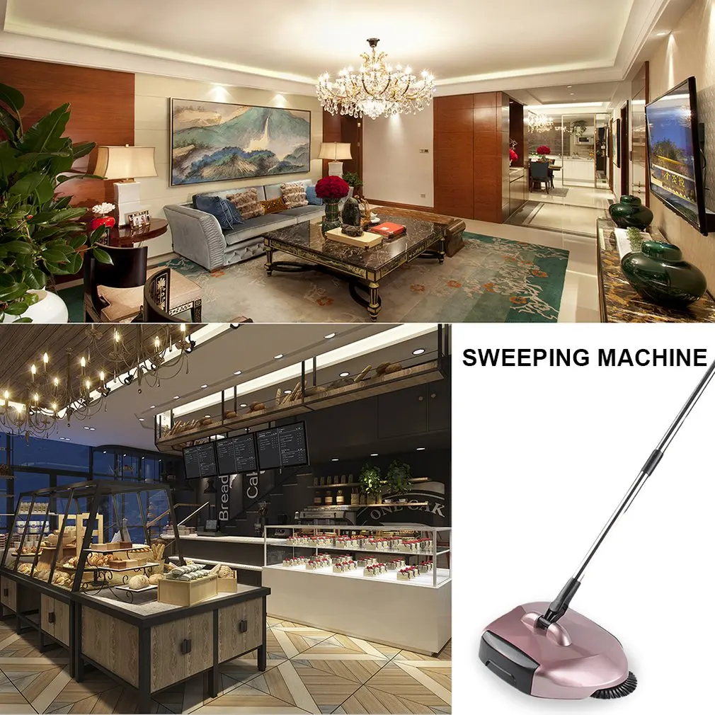 Stainless Steel Sweeping Machine Push Type Hand Push Magic Broom Dustpan Handle Household Cleaning Package Hand Push Sweeper mop
