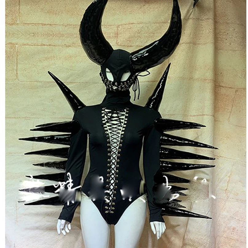 

Halloween black costume customized personal performance art nightclub bar party show stage dance wear