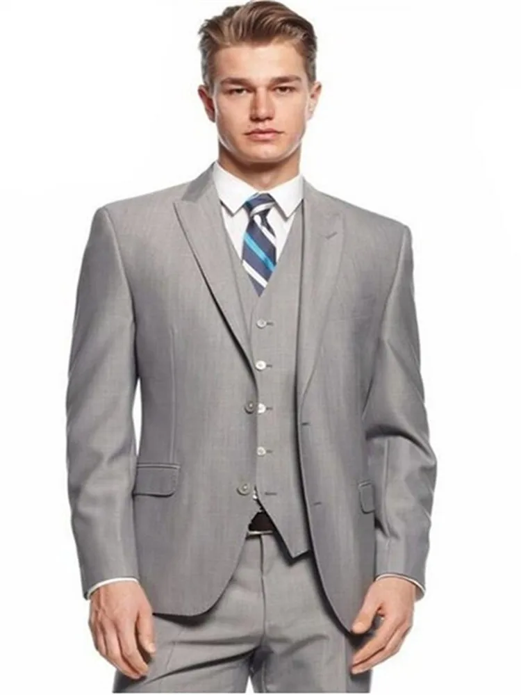 Мужской костюм Smolking Noivo Terno Slim Fit Easculino, вечерние костюмы для мужчин, серый светильник, жених для мужчин, Лучший человек, жених(пиджак+ Pa