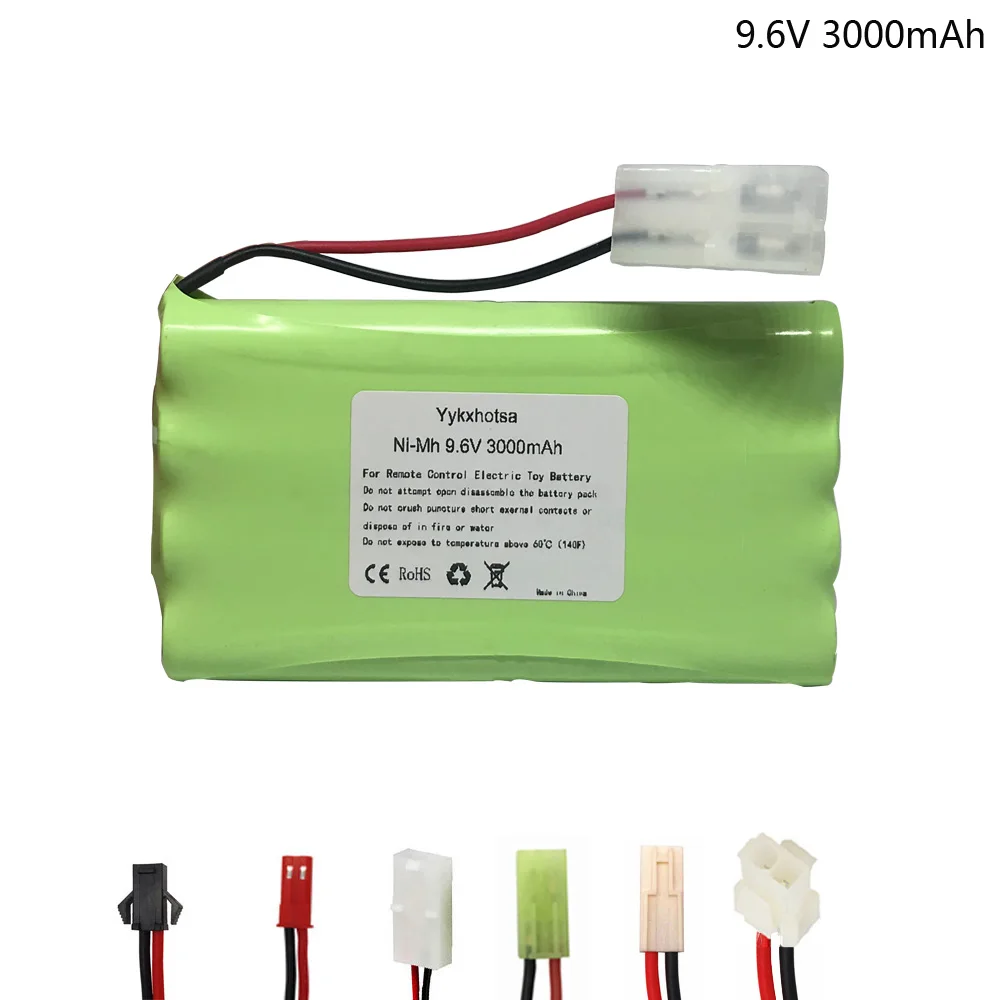 9.6V 3000mAh NI-MH batterie 9.6V nimh AA batterie pour RC jouets voiture réservoirs Trains Robot bateau pistolet outils SM/JST/EL-2P/TAMIYA PLUG