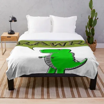 

Soft Blanket for Bed Sherpa Flannel Fleece Blanket Home Travel Sofa Soft Throw Blanket Cute And Angry Green Dino
