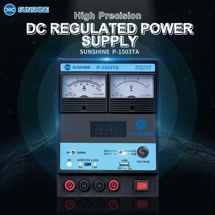 ^Cheap P-1503TA 15V 3A DC Power Supply With USB Port Portable Voltage Regulator LED Digital Display Charging Phone Laptop RepairTool