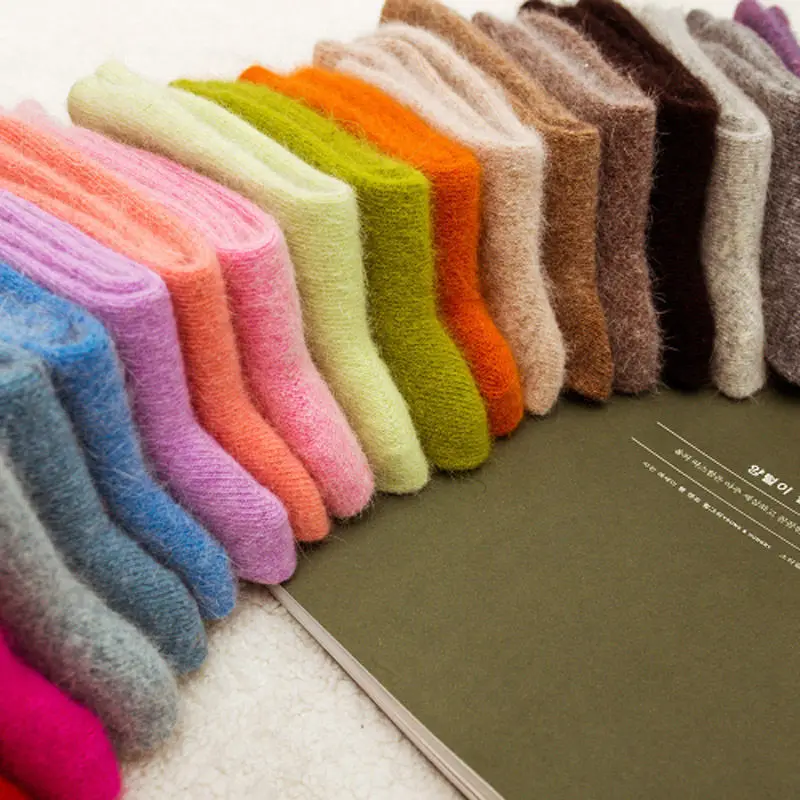 Women's Thick Angola Rabbit & Merino Wool Winter Fashion Socks - Cozy and Warm, Large Size