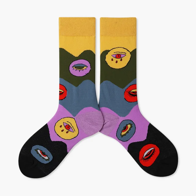 Autumn/Winter Couples Skateboard Sox Creative Abstract Art Harajuku Hip Hop Streets Tide Socks Colorful Funny Socks Skarpetki 24