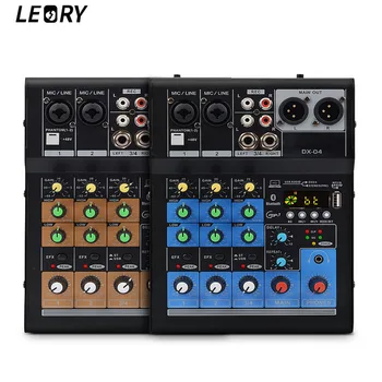 

LEORY Professional bluetooth Sound Card 4 Channel Mixer USB Small Mixer for Home Karaoke DJ Eauipment