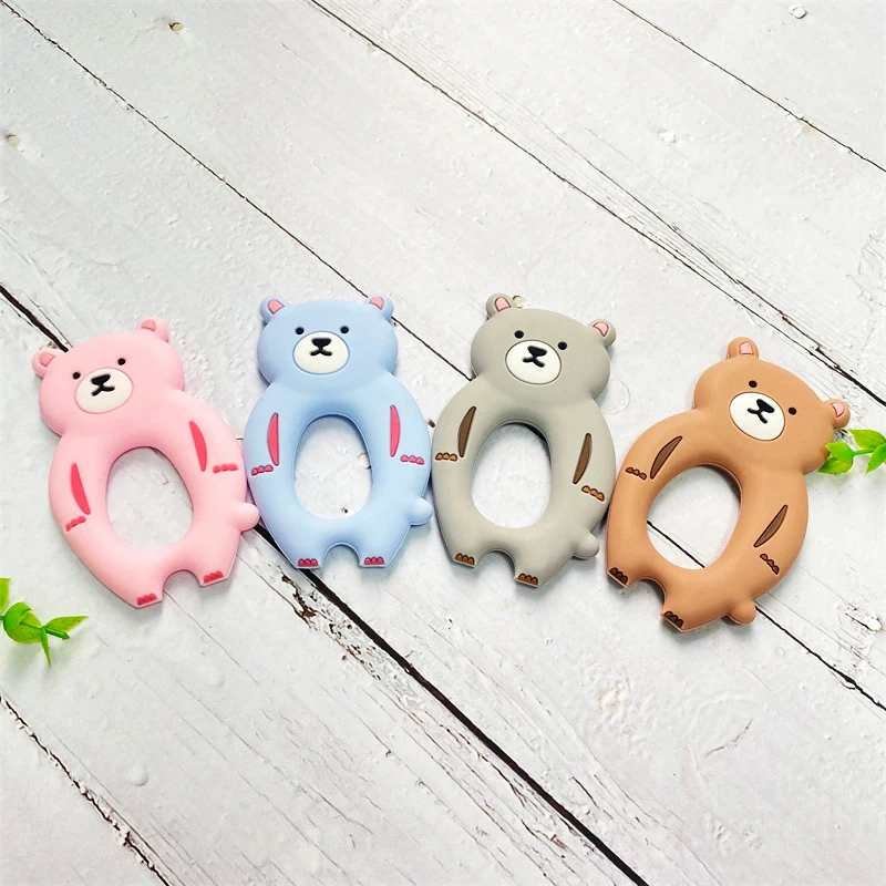 1pcs  실리콘 Teether 설치류 실리콘 동물 곰 젖꼭지 치아 펜던트 BPA 무료 실리콘 구슬 씹는 Biter 어린이 용품