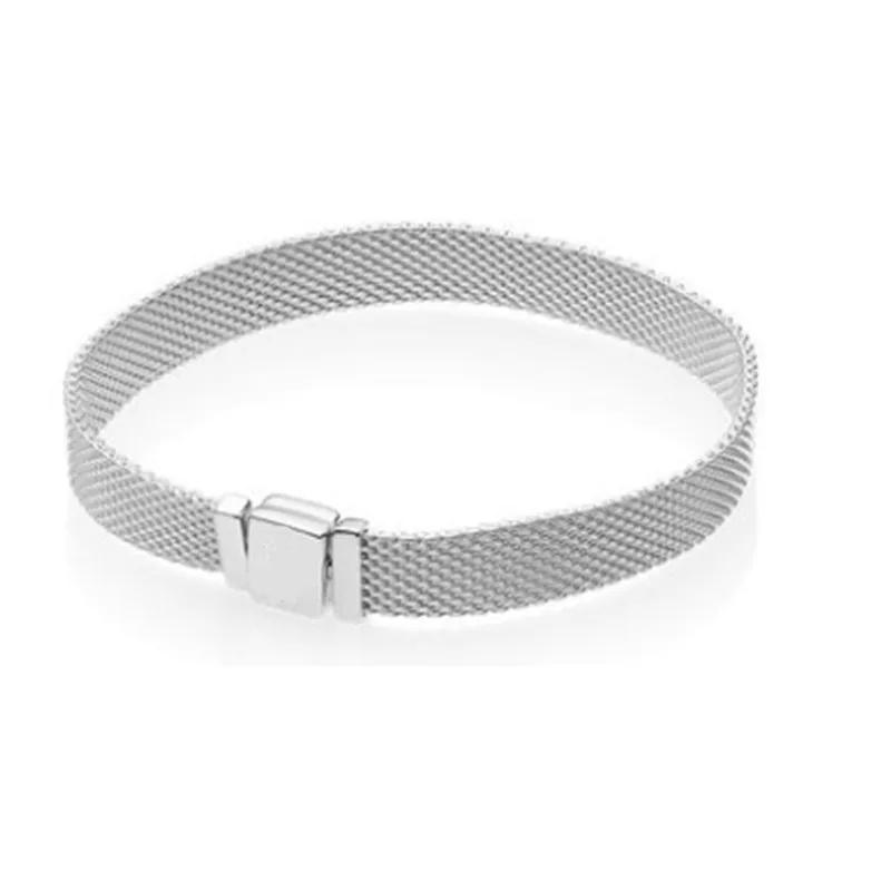 TIF pan 925 пробы серебряный браслет, рефлексионы сверкающие сетки Шарм оригинальные ювелирные изделия Роскошные модные женские подарок - Окраска металла: Имитация родиевого покрытия