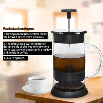 

Manual Coffee Pot Kettle Glass Coffee Tea Filter 1000ML Large Capacity Home