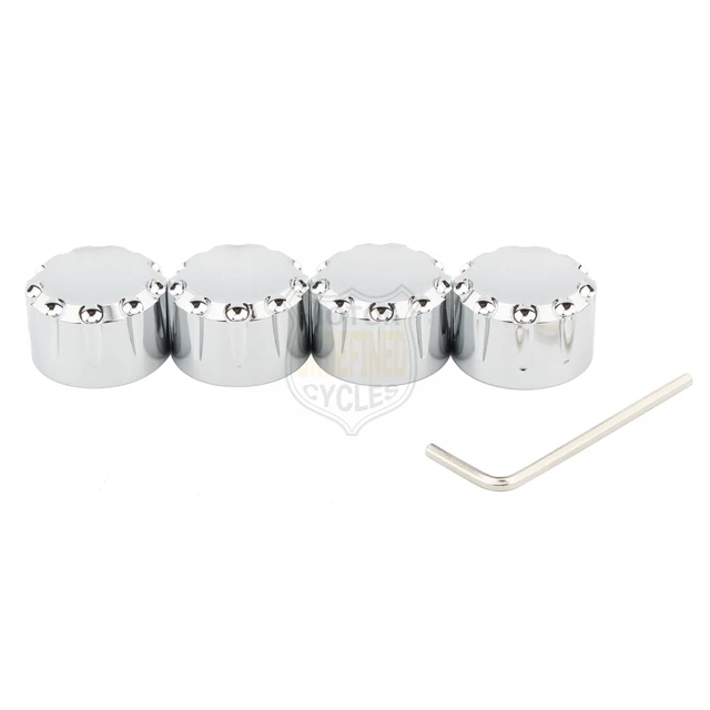 HCmotorku Motorcycle Head Bolt Covers Spark Plug Caps King Crown Fit For Harley Sportster XL883 Dyna Softail Tiwn Cam Big Twin Evolution 1340 Chrome 4PCS, Cover Bolts - Canada