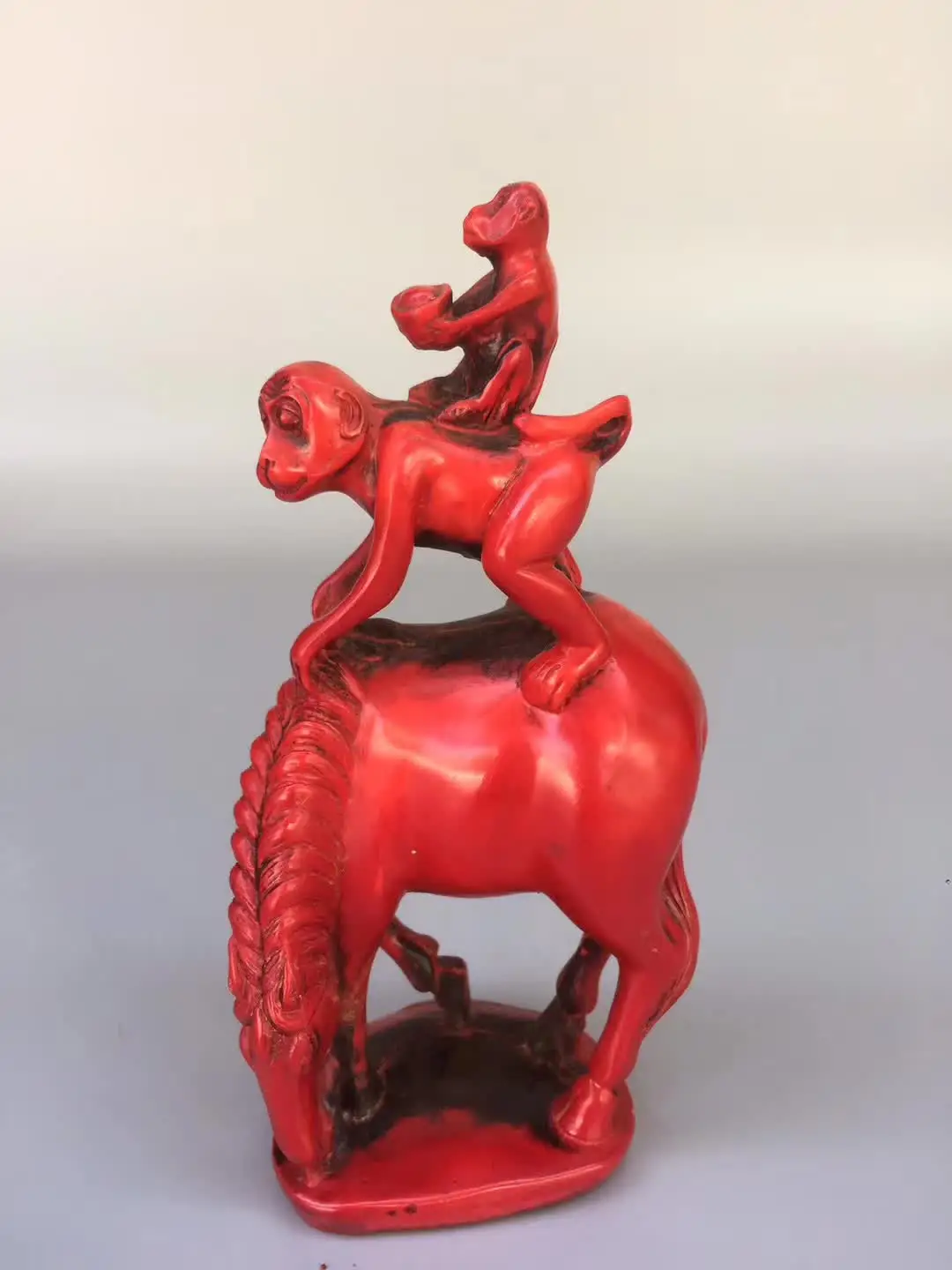 Collection Chinese Red Coral Carved Monkey Riding Horse Sending Wealth Money Lucky Animal Statue Home Decoration Collection Chinese Red Coral Carved Monkey Riding Horse Sending Wealth Money Lucky Animal Statue Home Decoration