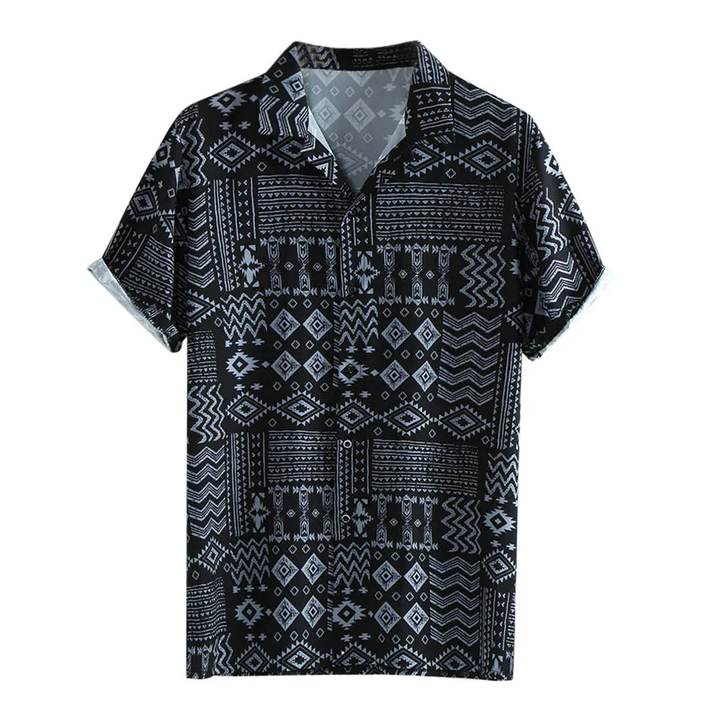 Мужская Летняя уличная модная винтажная рубашка с отворотом и принтом в виде листьев, мужская приталенная рубашка с коротким рукавом, Топ Camisa Social Masculina