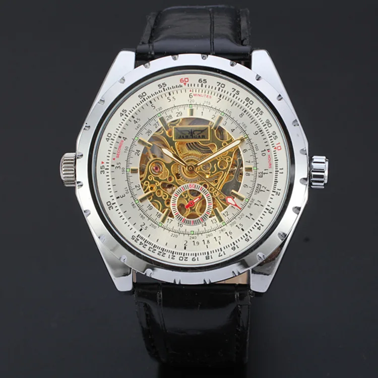 mecânico masculino personalizado criativo design oco pulseira de couro relógio mecânico