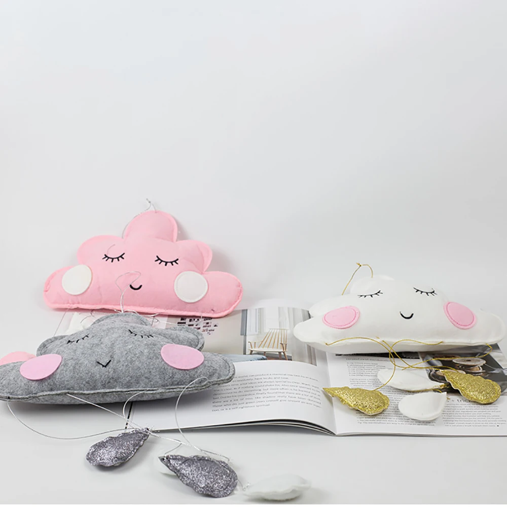 Multifunctional Cute Smiling Clouds Nordic Style Baby Tent Kids Room Decor Nursery Home Cloud Raindrop Ornaments Decor Girls