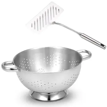 

Stainless Steel Wide Fried Fish Spatulas Steak Shovel Fish Slotted & Stainless Steel Punching Fruit Basket