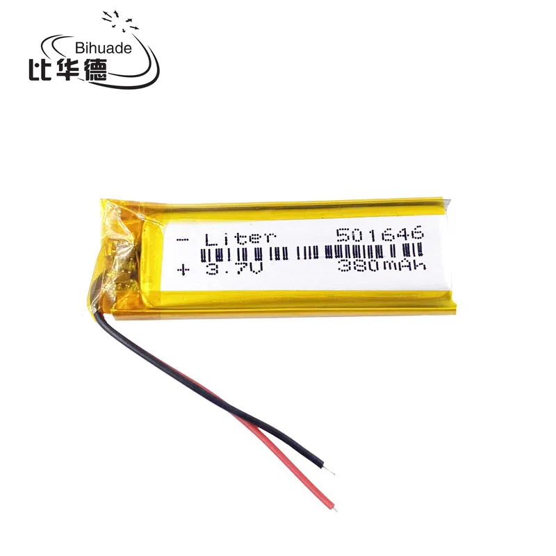 3.7V 380mAh 501646 Lithium Polymer LiPo Rechargeable Battery ion cells For Mp3 Mp4 Mp5 DIY PAD DVD E-book bluetooth headset