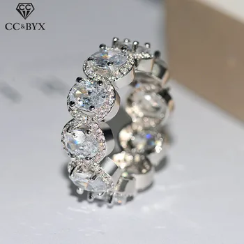 

CC Rings For Women S925 Silver Bridal Wedding Oval Cubic Zirconia Engagement Ring Fine Jewelry Femme Drop Shipping CC3122