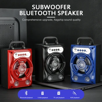 

Protable Bluetooth Speaker Wireless Bass Stereo Sound System With Led Light Speaker Support TF Card FM Radio Outdoor Travel