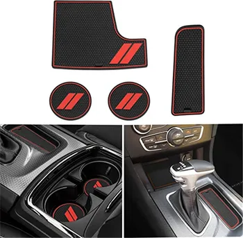 

Car Accessories 4pcs Custom Fit Cup Holder Insert & Center Console Liner Trim Mats for 2015-2019 Dodge Charger Non Slip Storage