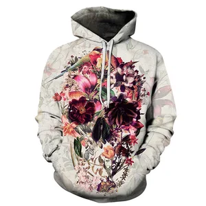 Spring and Autumn new personality skull head hoodie 3D printed graphics hoodie Harajuku funny shirt Men's clothes Street clothes
