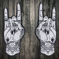 Buy Punk Style Patches Beauty Girl Flower Applique Iron On Stickers Large Finger Embroidery Patches For Biker Clothing Large Patches Online - Image 4