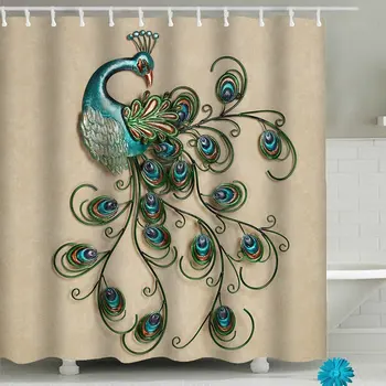 

Custom Peacock Bathroom Shower Curtain Sets Waterproof Decor 71”(W) x 71”(H), Polyester